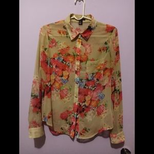 Floral Sheer Button Up